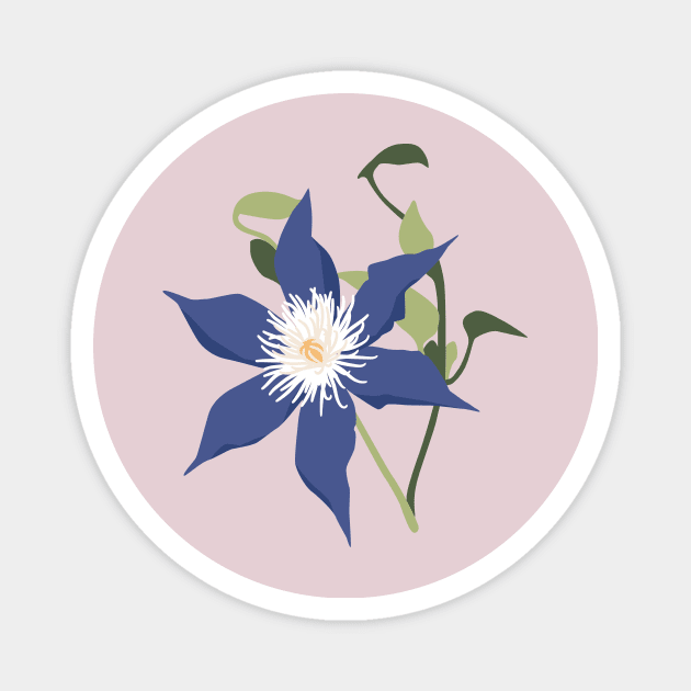 Blue Purple Clematis Flower Magnet by JunkyDotCom